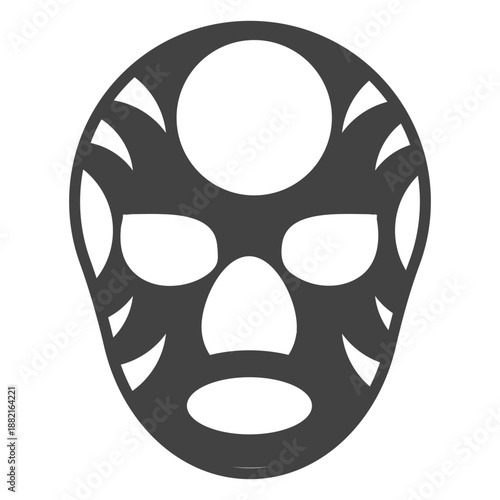 Mask luchador circle silhouette detailed