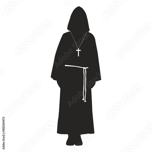 Monk priest cross belt detailed silhouette