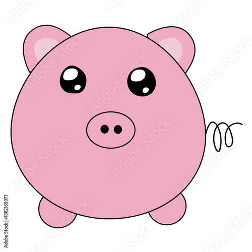 Pig cute puffy muzzle flat