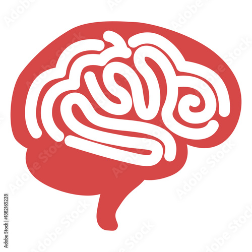 Human brain red silhouette
