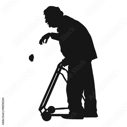 Man old walker silhouette