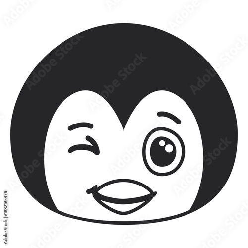 Penguin wink muzzle head stroke