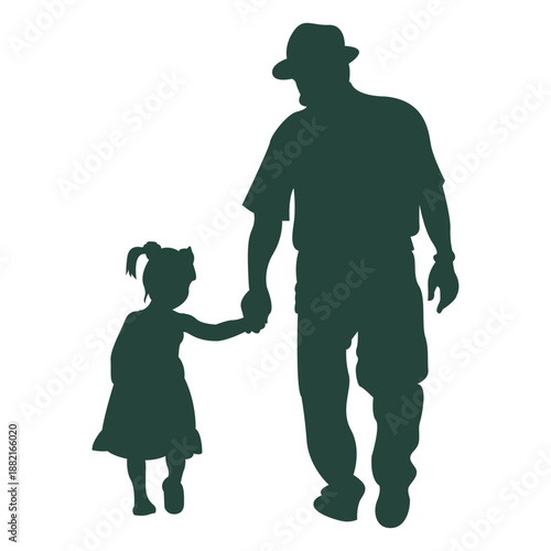 Grandpa granddaughter walking silhouette