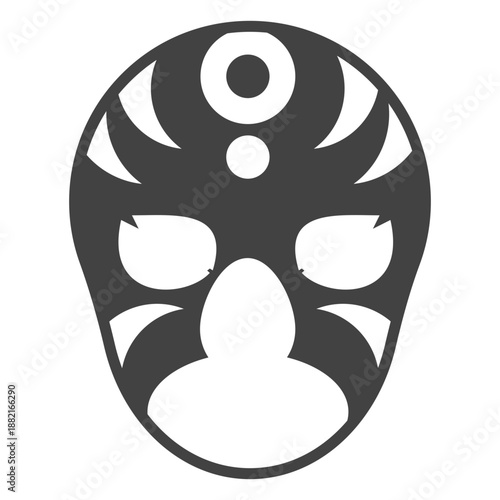 Luchador circle mask silhouette detailed