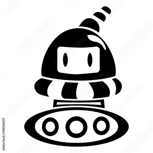 Cute tank robot cut out black
