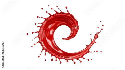 Dynamic Red Liquid Splash Spiral on Transparent Background PNG