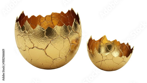 Golden Cracked Easter Eggs Shells on a Transparent PNG File