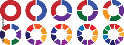 A series of colorful pie charts in a circular segmented format
