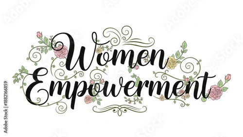 Women empowerment concept with floral design elements