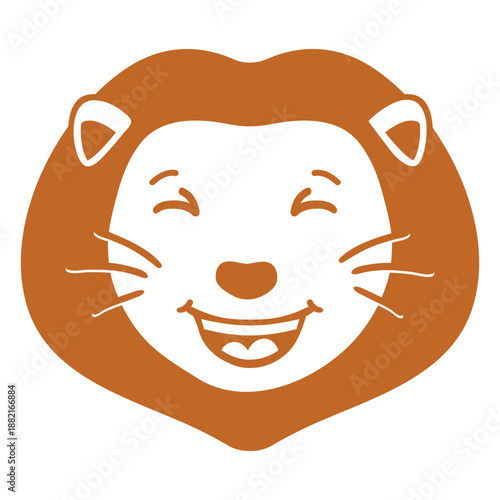 Lion happy head muzzle flat