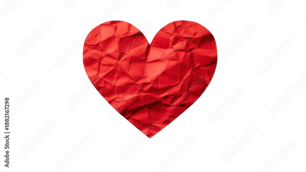 Fototapeta premium Textured Red Paper Heart on a Transparent Background PNG