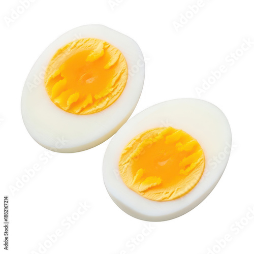Boiled egg halves isolated on transparent background 
