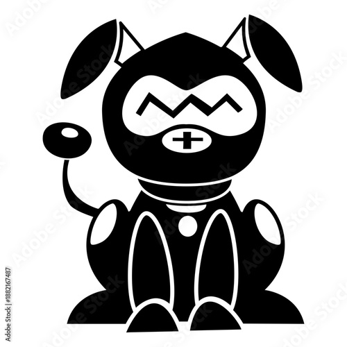 Cute robot dog cut out black