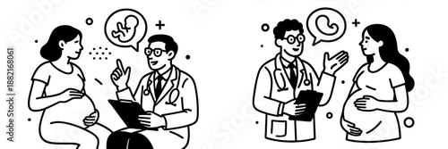 Healthcare pros advising pregnant women on prenatal care