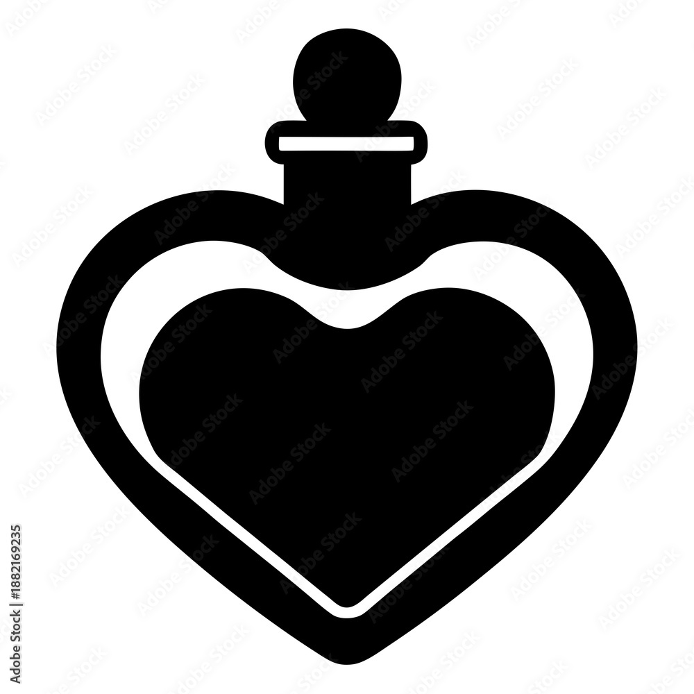 Obraz premium Title: A black and white of a heart with a wavy outline and a small circle on flat