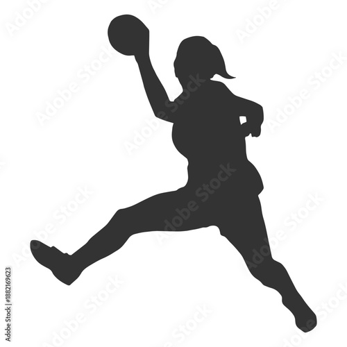 Handball jumping girl silhouette