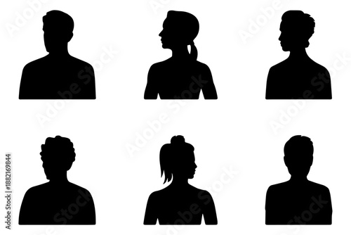 silhouette portraits in black against an isolated background . Isolated on transparent background