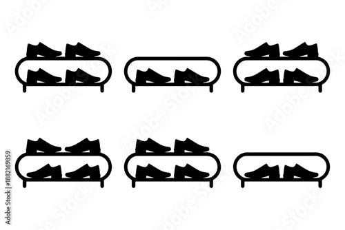 shoeboxes filled with shoes in silhouette  . Isolated on transparent background