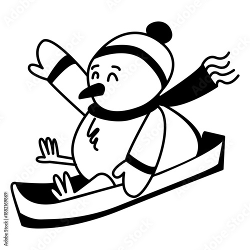 Winter animal character bird sleigh