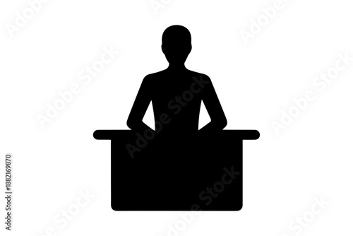 silhouette of a person behind a desk  . Isolated on transparent background