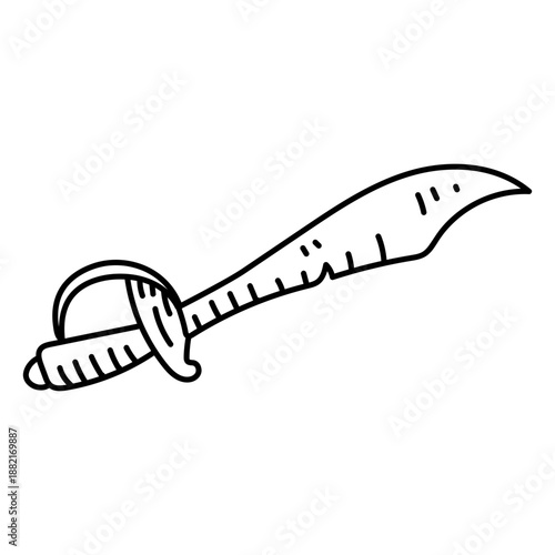 Hand drawn cutlass sword stroke