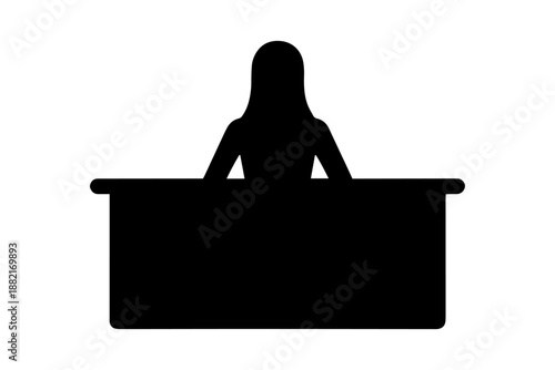 silhouette of a person behind desk . Isolated on transparent background
