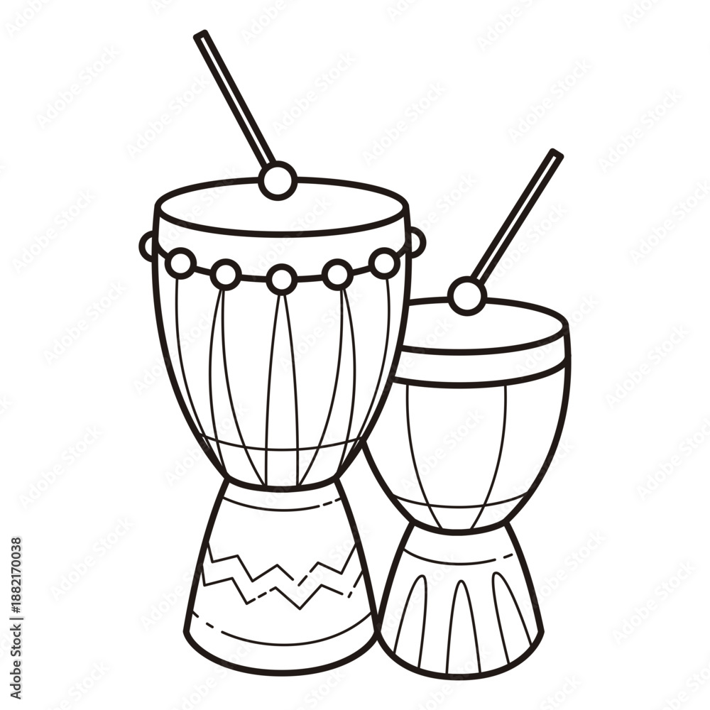 Fototapeta premium Kwanzaa symbols drums stroke