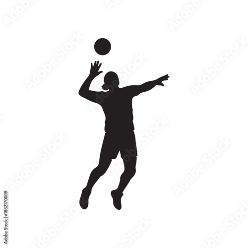 Volleyball player silhouette icon vector flat illustration on white background.
