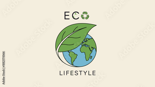 Eco Friendly Earth with Green Leaf Logo.