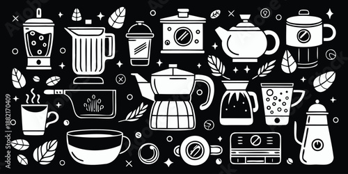 Coffee and tea icon set with vector file