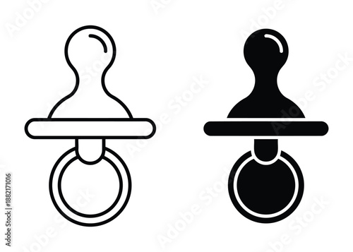 Baby pacifier vector illustration in modern style soother nipple dummy childhood infant new born kid care black and white object toy comfort accessory