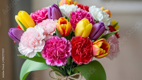 Wallpaper Mural Vibrant tulip and carnation bouquet in multiple colors Torontodigital.ca