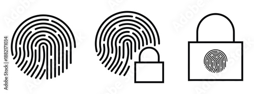 Biometric security lock and fingerprint scanning personal identification and access control modern digital technology privacy system protection isolated