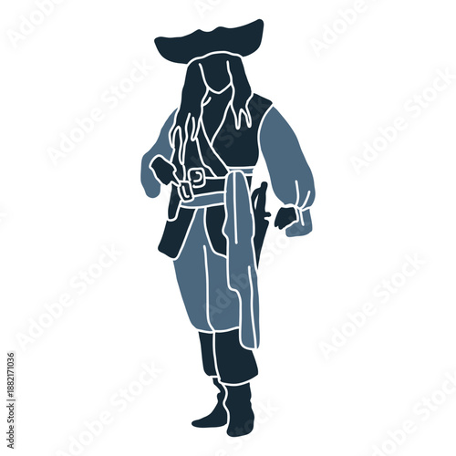 Male pirate standing posing blue duotone