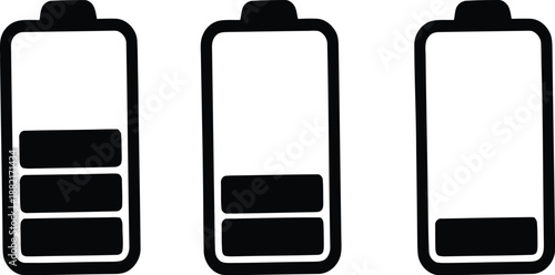 Battery icon set vector, battery charging symbol, Collection of battery icons, Battery charge indicator.