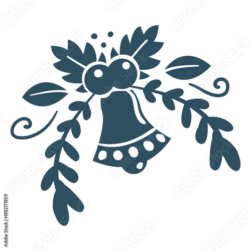 Flower bell leaf branch detailed silhouette