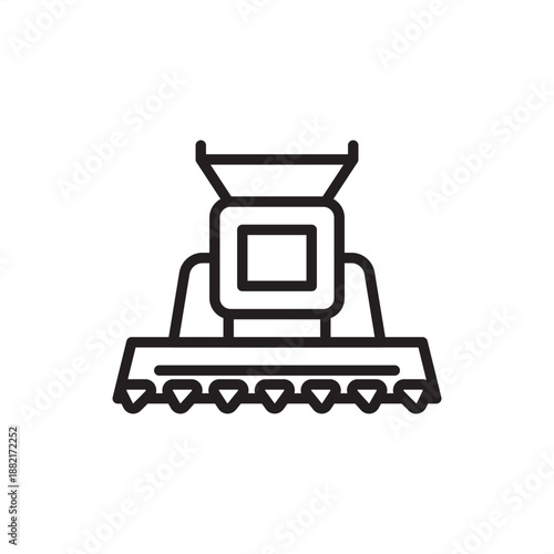 Combine harvester icon. Agricultural automation and raw material sourcing, representing crop harvesting, textile fiber collection, mechanical reaping technology, and farm supply chain efficiency.