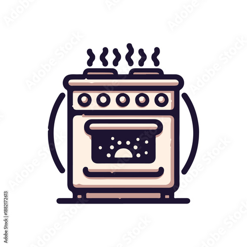 A modern kitchen stove with steam rising from pots, set in a cozy home kitchen environment