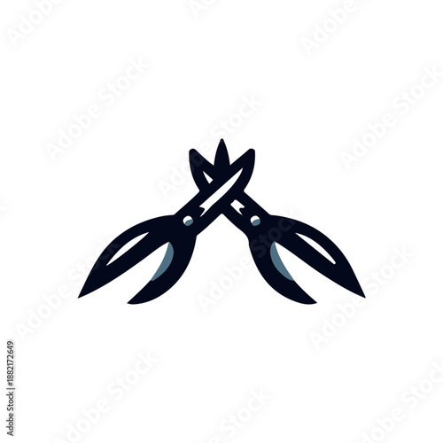 A pair of stylized scissors crossed in a minimalist design, ideal for crafting and design themes