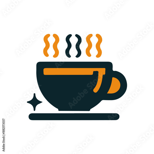 A steaming cup of coffee on a saucer, symbolizing warmth and comfort in a cozy café setting
