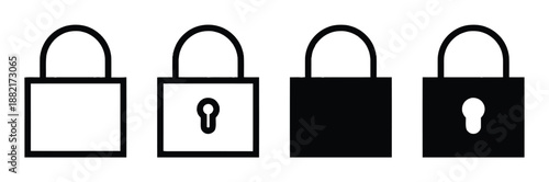Collection of Various Security Icons in Black and White Colors Lock Safety Symbol Sign Protect Data and Privacy Concept Access Denied Restricted Area Secret Files Security System