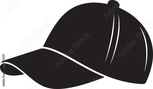 Black baseball cap with white piping