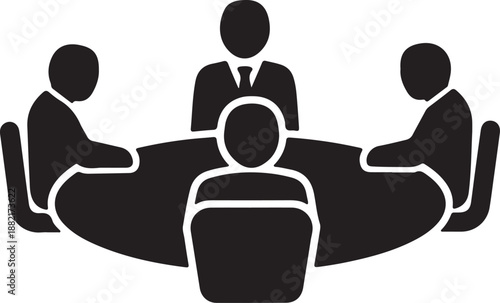 Business meeting with four people sitting around a table