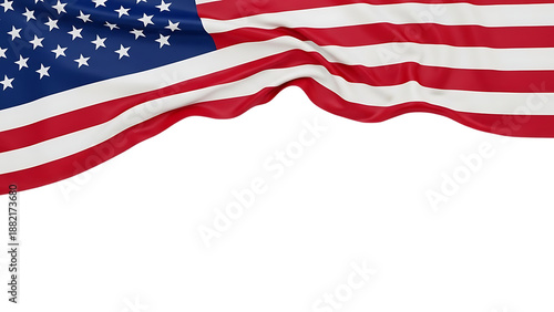 American flag waving isolated on transparent background