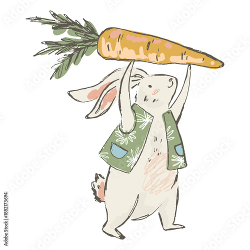Cute easter bunny carrot illustration © Vexels