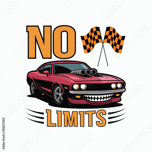 Muscle Car Racing Typography T Shirt Design