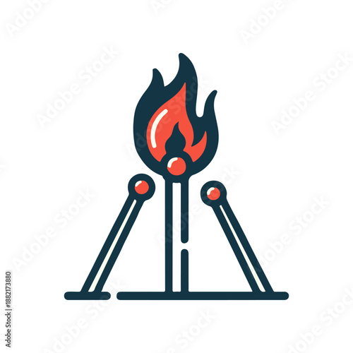 A vibrant illustration of matches igniting a flame, symbolizing warmth and energy in a minimalist design