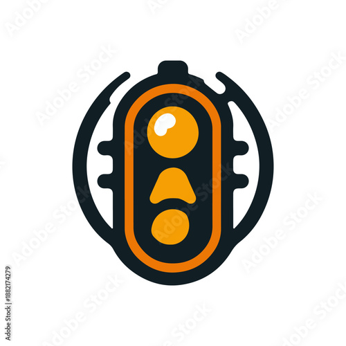 Abstract illustration of a traffic light design with circular elements and vibrant colors