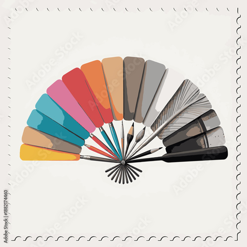 Array of colorful shoehorns arranged in a fan shape displaying variety