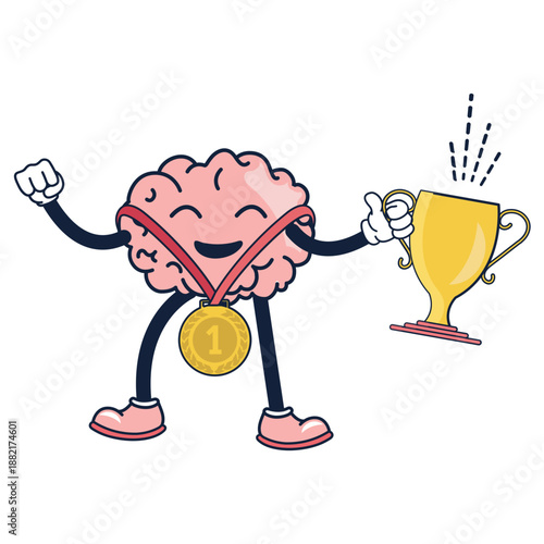 Cute brain winning cartoon